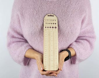 Wooden Sock Knitting Measuring Ruler Nr.2 Knitting needle gauge. Sock knitting accessory. Knitting sock ruler