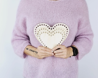 6 Basi In Legno Per Uncinetto - Forme Cuore, Tondo E Stella, 10x10 Cm, Per Cesti Fai Da Te - Foto 11