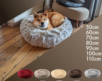 Pet Dog Cat Calming fluffy doughnut calming round bed donut