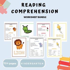 Kindergarten Reading Worksheets | 70+ Printable Short Passages with Questions | Printable Reading Comprehension PDF for Kids | Grade 1