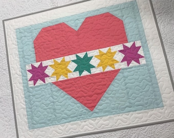 Heart and Star Banner Table or Wall Quilt