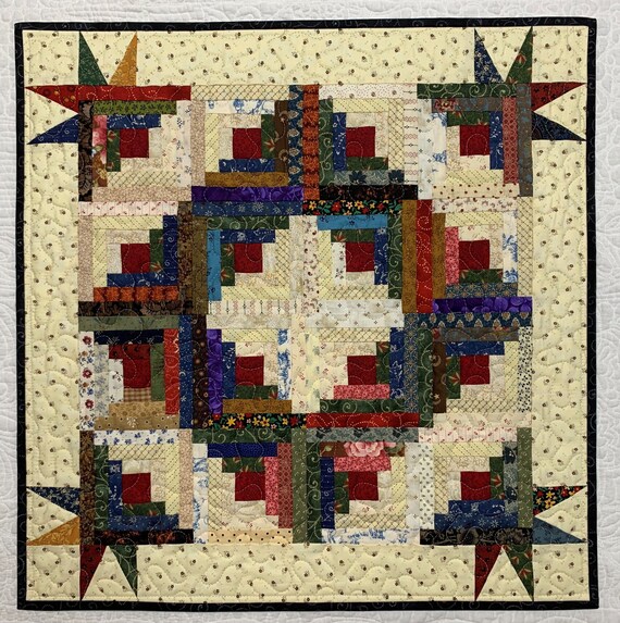 Miniature Log Cabin Star Quilt Etsy