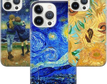 Van Gogh Painting Phone Case, Starry Night Cover for iPhone 15Pro, 14, 13, 12, 11, Pixel 8, 7A, 6A, Samsung S24Ultra, S23 fe, S22, A54, A34