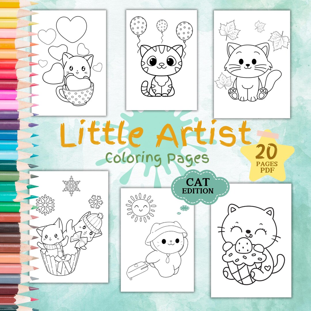 20 Kids Coloring Pages, Cat Coloring Pages for Kids, Printable Coloring ...