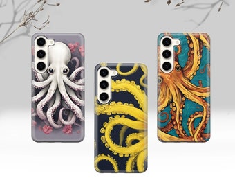 Cephalopod Phone Case Octopus Tentacle Cover for Samsung S24Ultra, S23, S22, A15, A14, A54, A53, A25, A34, iPhone 15, 14, 13, Pixel 8, 7A, 6