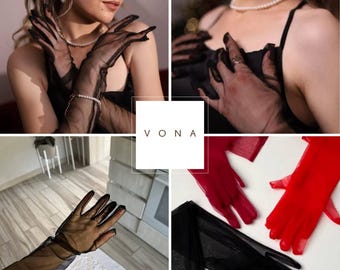 Black sexy gloves, long black gloves, black sheer gloves, evening dress gloves, long tulle gloves, party gloves, formal fashion gloves