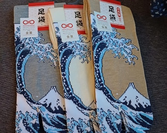 Calcetines tabi con la gran ola de Kanagawa, calcetines tabi japoneses, calcetines unisex, calcetines daruma san kawaii, calcetines con dos dedos, calcetines tabi de talla 34 a 39 IT