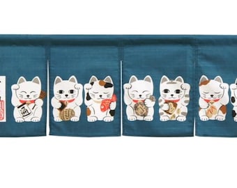 Cortina de puerta japonesa Noren / Manekineko Noren 100% algodón 85 x 30 cm Hecho en Japón