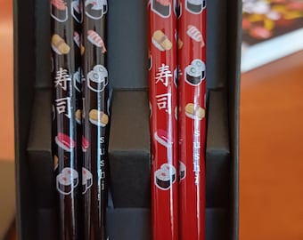 Palillos de bambú japoneses para nigiri sushi, un par en una caja