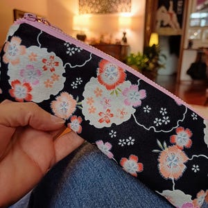 Estuche para lápices hecho a mano con tela de algodón japonés, estuche con cremallera