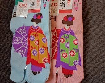Calcetines Maiko Tabi: calcetines japoneses de dos dedos, unisex, talla 34-39