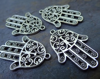 Pewter Hamsa Charms - Set of 4