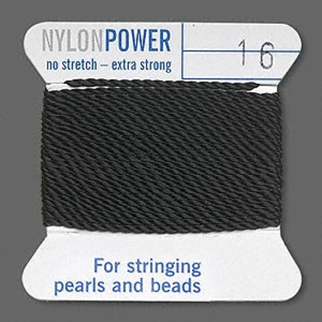 Black No. 16 Nylon Bead Cord One 2yard Card With Needle Etsy