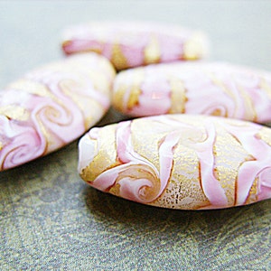 Lampwork Beads - Swirls of Pinks and Golds - B-6625