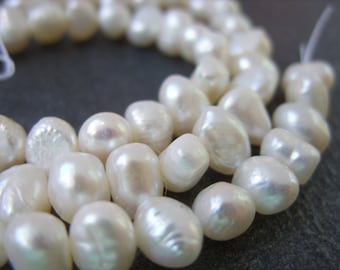 White Freshwater Pearls - 8mm-10mm - One 16 Inch Strand