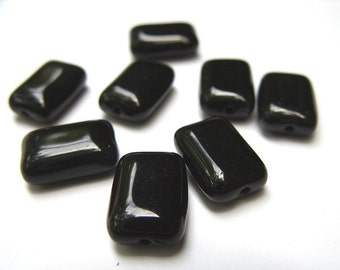 Black Chicklet Czech Rectangle Beads - B-6142