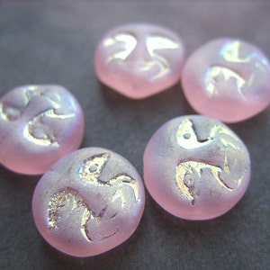 Pink Face Czech Beads B-6635 image 1