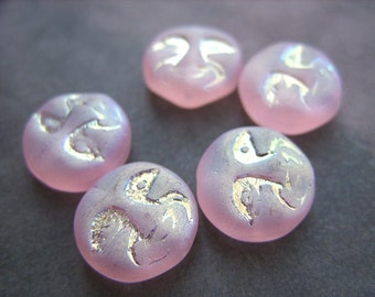 Pink Face Czech Beads - B-6635