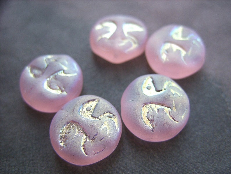 Pink Face Czech Beads B-6635 image 1