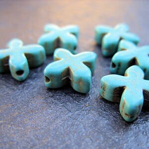 Turquoise Howlite Cross Beads - B-8003 - Quantity 6