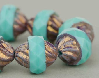 Spiral Central Cut Turquoise w/ Dark Bronze Finish - Set of 8