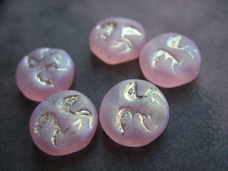 Pink Face Czech Beads B-6635 image 2