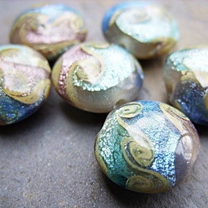 Lampwork Beads in Blue, Mauve and Taupe B-6648 image 1