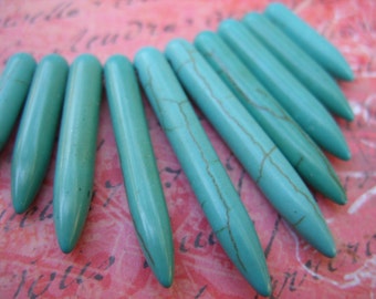 Turquoise Howlite Spike Daggers - One Set of 10 Beads