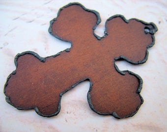 Rusty-Colored Steel Chubby Cross Pendant