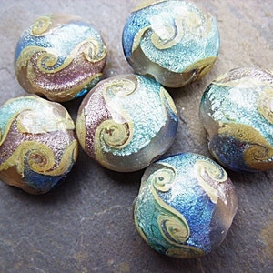 Lampwork Beads in Blue, Mauve and Taupe B-6648 image 4