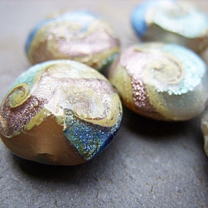 Lampwork Beads in Blue, Mauve and Taupe B-6648 image 3