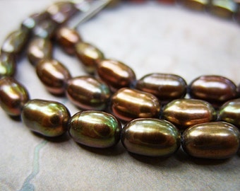 Bronze Freshwater Pearls - Kinda Green/Kinda Brown - B-6403