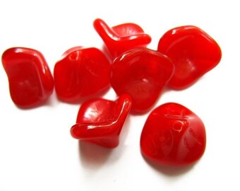 True Red Czech Flower Beads - 6468