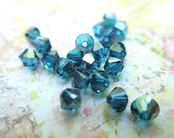 Swarovski 4MM Bicone Crystal Beads - Indicolite Satin - Quantity 20