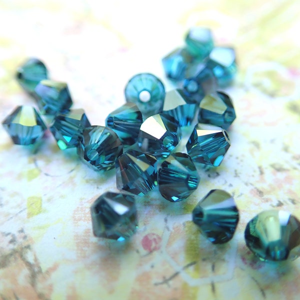 Swarovski 4MM Bicone Crystal Beads - Indicolite Satin - Quantity 20