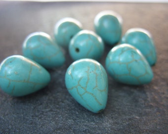 Turquoise Howlite Teardrop Beads - 16MMx12MM - Set of 8