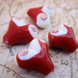 Lampwork Beads Hearts with Swirls image 1