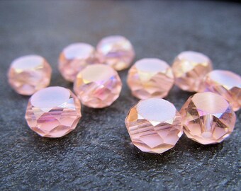 Coin-Shaped Peach Czech Crystal Beads - Quantity 10