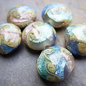 Lampwork Beads in Blue, Mauve and Taupe B-6648 image 5