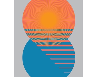 Świt nad morzem, sztuka ścienna, abstrakcja, minimalistyczna sztuka ścienna, sztuka, A4, A3, A2, wydruk giclee