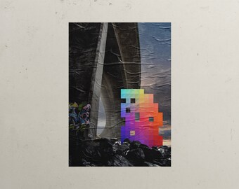 Wydruk sztuki ulicznej, wydruk projektu neonowego, graffiti neonowe, sztuka nadmorska, wydruk fotograficzny,