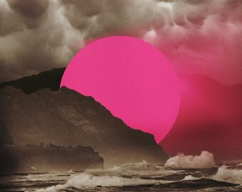 Nadbrzeżna surrealistyczna sztuka, morze, czarno-biały, edycja limitowana, giclee, sztuka fotograficzna, wydruk fotograficzny, wybrzeże Australii, sztuka ścienna, plakat