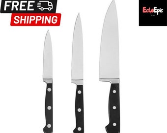 Classic Sharp 3-Piece Kitchen Knife Set, Chef Knife, Paring Knife, Utility Knife Stainless Steel