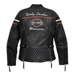 Blouson motard en cuir Harley Davidson Miss Enthusiast Triple Vent pour femme