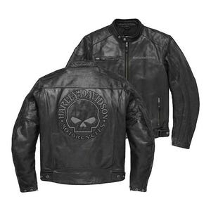 Blouson moto homme - Blouson en cuir réfléchissant Skull - Blouson en cuir noir