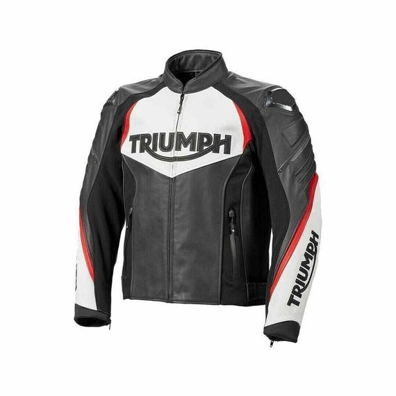 Triumph Motorrad Racing Lederjacke, Rindsleder Bikerjacke