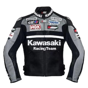Kawasaki Ninja Cowhide Leather Motorcycle Jacket: Racing Biker Style