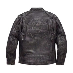 Harley Davidson Dauntless Convertible 2 en 1 Veste en cuir de vache véritable pour homme