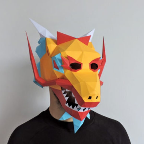 DIY Asia Dragon Mask - 3d Papercraft | DIY Papercraft Dragon Mask, Personalised Gift for Holiday, Unique Gift | SVG Files for home decor
