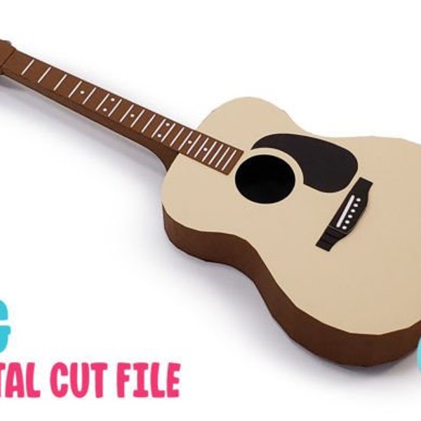 Acoustic Guitar 3D Papercraft | DIY Papercraft Pepakura, Personalised Gift for Holiday, Unique Gift | SVG Files for home decor
